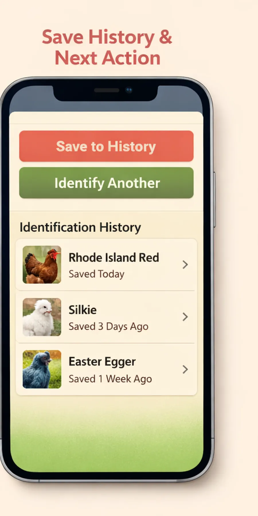 Saving chicken identification results